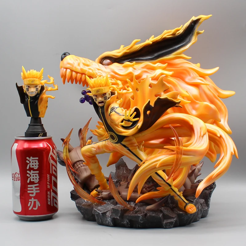 

Anime Naruto Uzumaki Naruto 29cm Figure Teamwork In Battle Mode Double Head Action Figure Pvc Collection Model Toys Gifts
