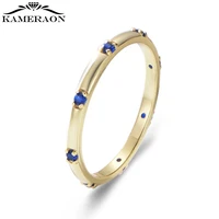 real solid s925 silver simple fashion female engagement finger rings blue green aaa zirconia jewelry stackable classic for women