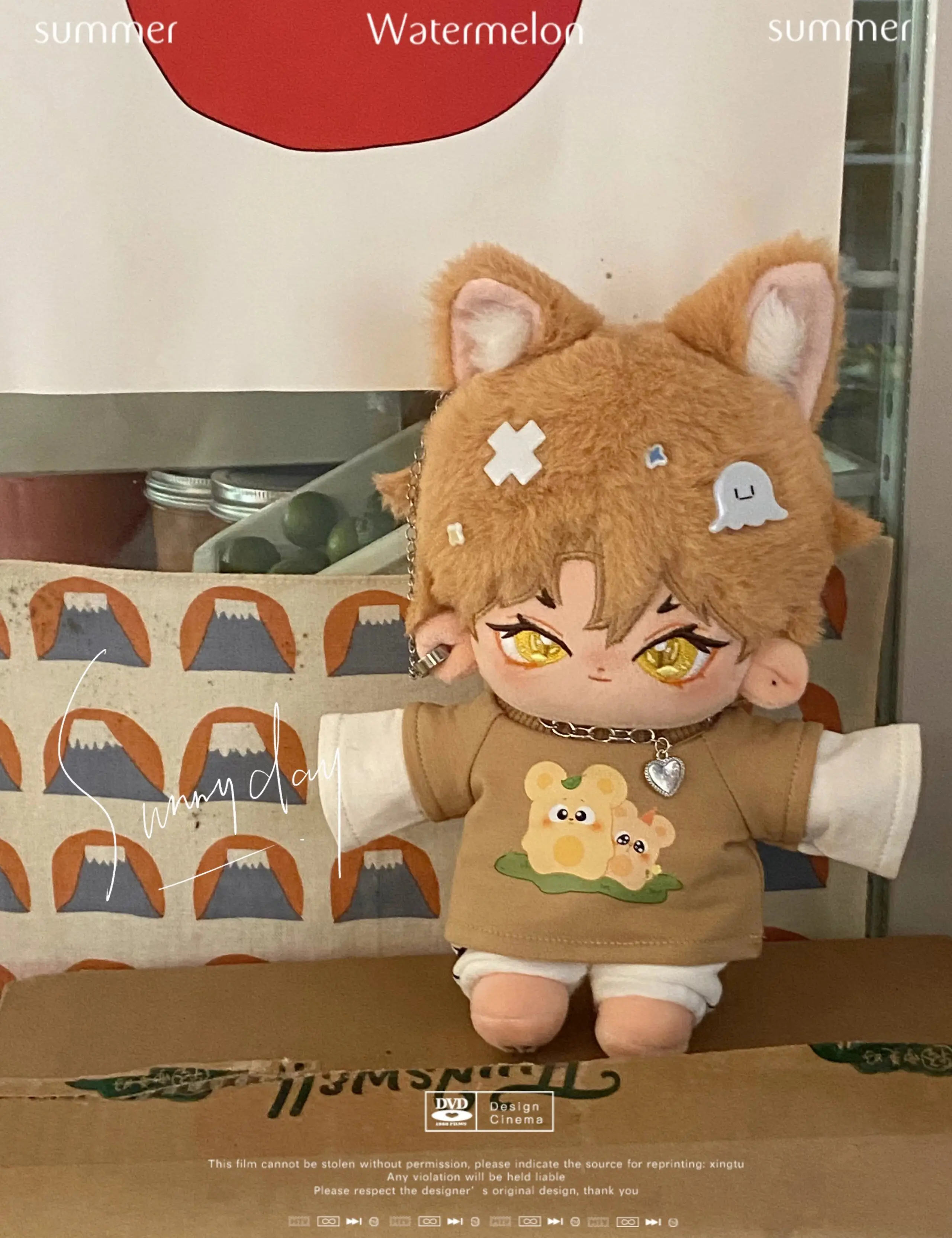 

Игрушка плюшевая для мальчиков, милая плюшевая подушка с кошачьими ушками и хвостом, 20 см, без свойств, для косплея, подарок для детей, оригин...