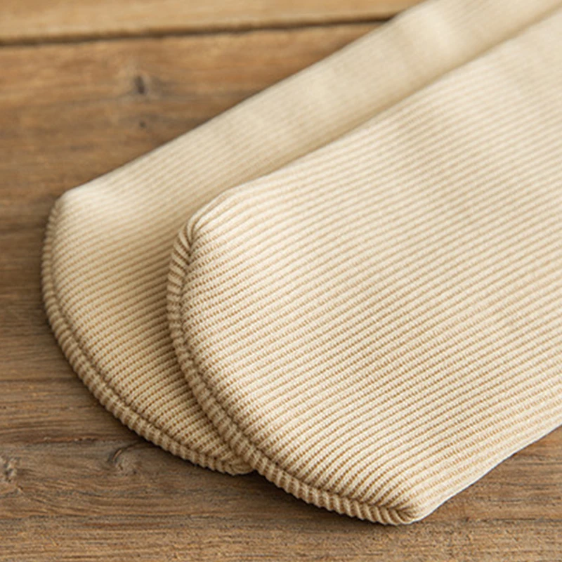 Fashion Solid Color Autumn Winter New Cotton Men Women Vertical Strips Middle Tube Socks Unisex Velvet Thick Warm Socks