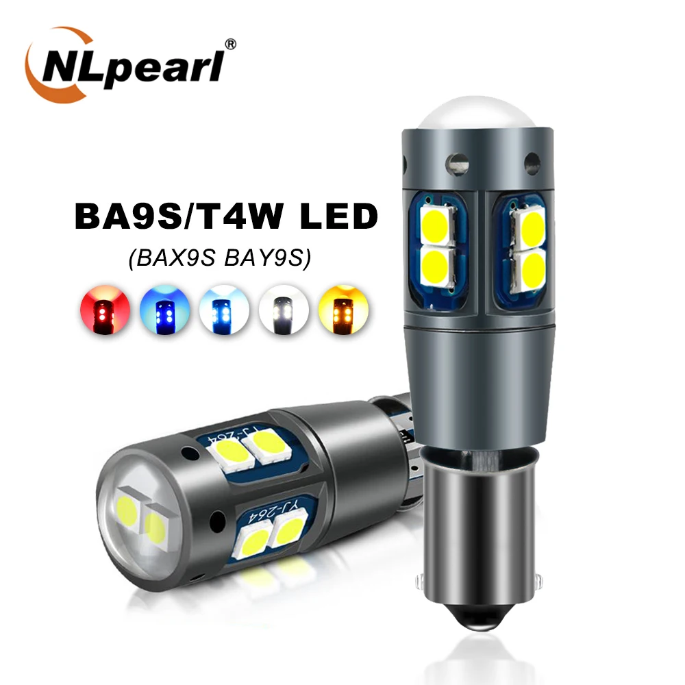 Nlpearl 2x Signal Lamp BA9S T4W  Led Bulb BAX9S BAY9S H21W H6W LED 12V Car Led Bulb Canbus 3030 Chips Interior Light Dome Lamp