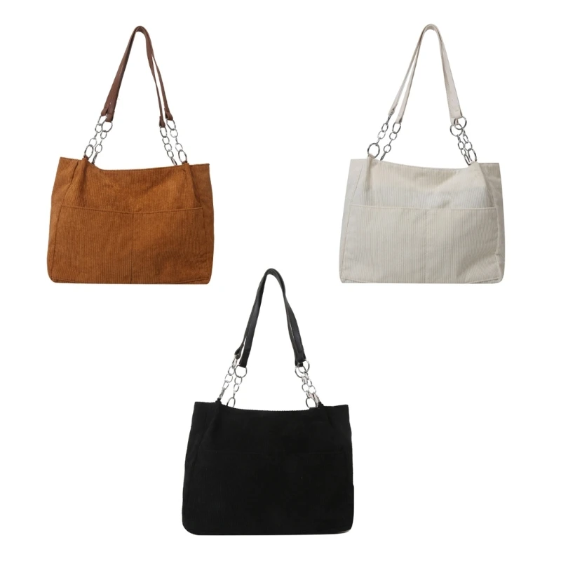 

Corduroy Shoulder Bag Shopping Bag Underarm Bag for Girl Women Trendy Armpit Bag