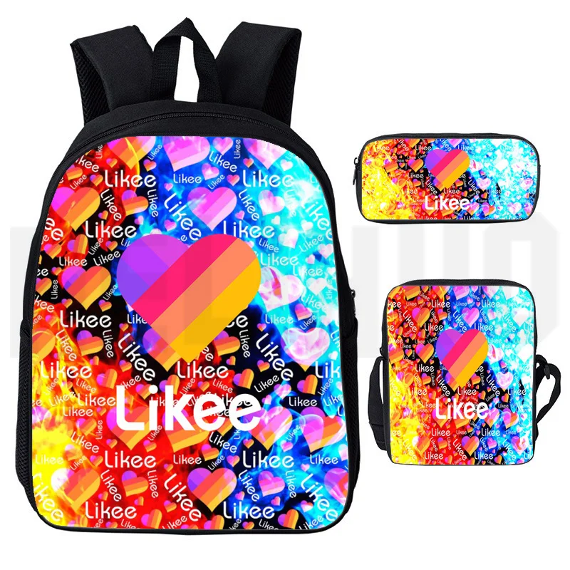 

3D Print Likee Backpack (Like Video) Russia Type App Bag 3pcs/set Casual Zipper Pencil Case Funny Bagpack Bookbag New Arrivals