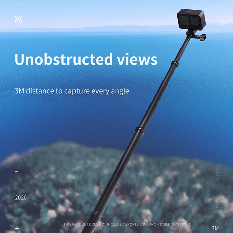 

TELESIN 3M/2.7M Carbon Fiber Selfie Stick Monopod Adjustable Length For GoPro 9 8 7 6 5 OSMO Action Insta360 Xiaoyi Sjcam