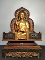19 tibetan temple collection old bronze gilt shakyamuni sitting buddha lacquerware buddhist niche worship buddha town house