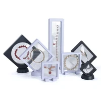 3 pcslot transparent jewelry display box case ring necklace bracelet organized 3d floating square frame storage collection