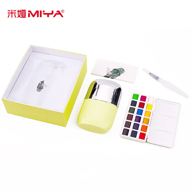 1Pc MIYA HIMI Water Color Solid Palette -Portable Travel Watercolor Paint Kit for Beginners Artists Students