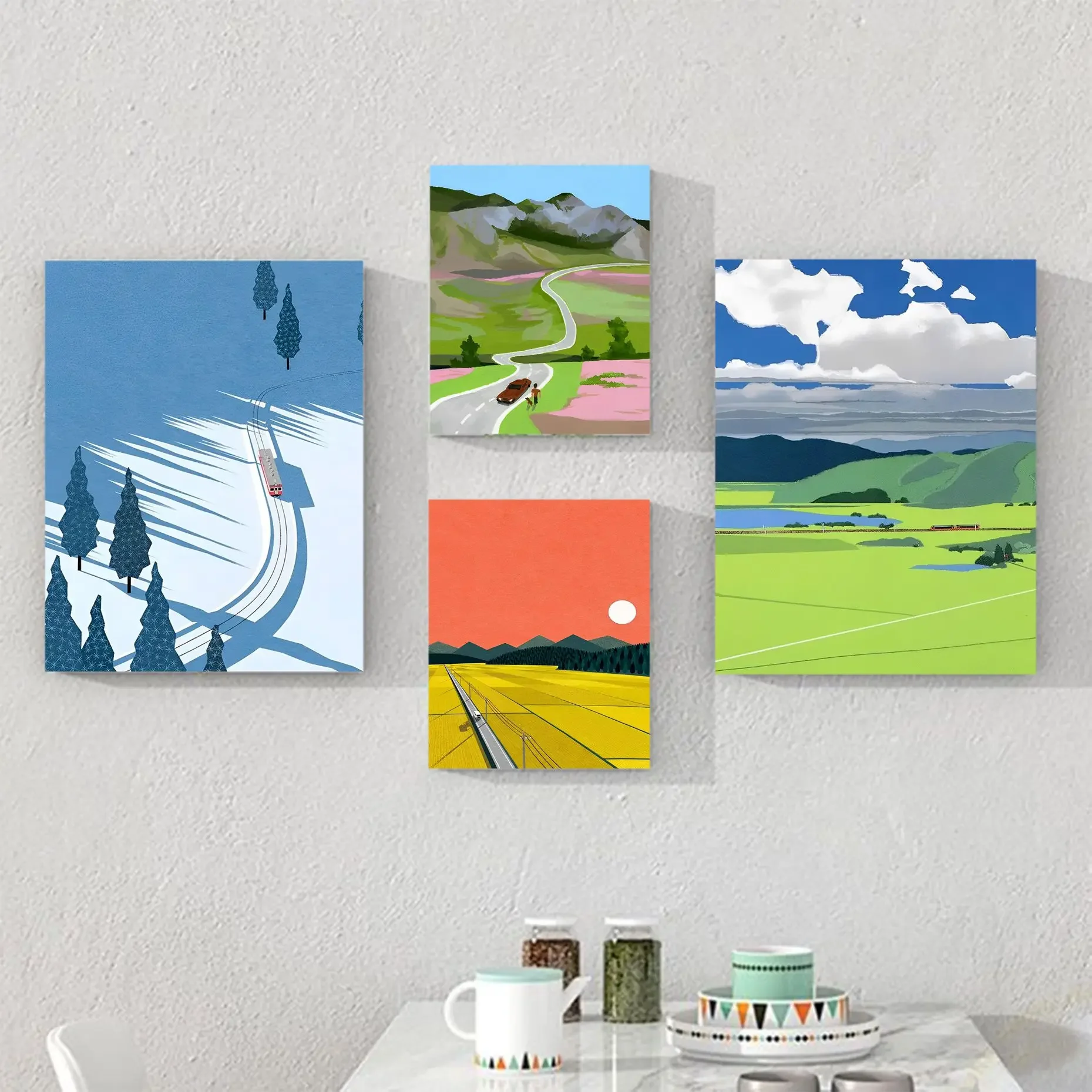 Абстрактный пейзаж в скандинавском стиле хорошего качества принты и плакаты