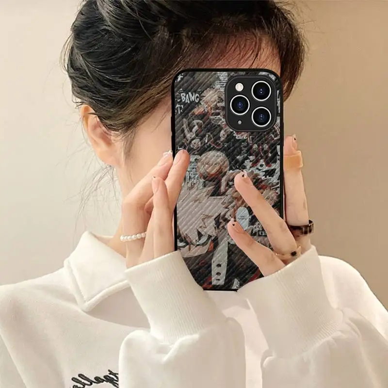 

Katsuki Bakugo Boku my Hero Academia Phone Case Hard Leather Case for iPhone 11 12 13 Mini Pro Max 8 7 Plus SE 2020 X XR XS
