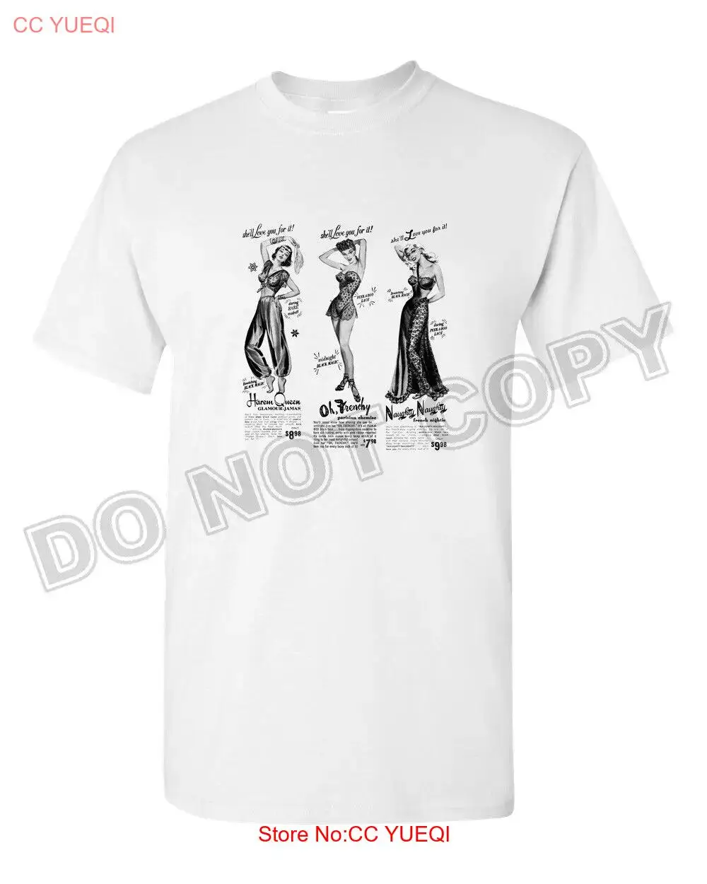 Футболка из 100% хлопка в стиле ретро 50-х годов Lili St. Cyr Lingerie Ad Art Burlesque Pinup