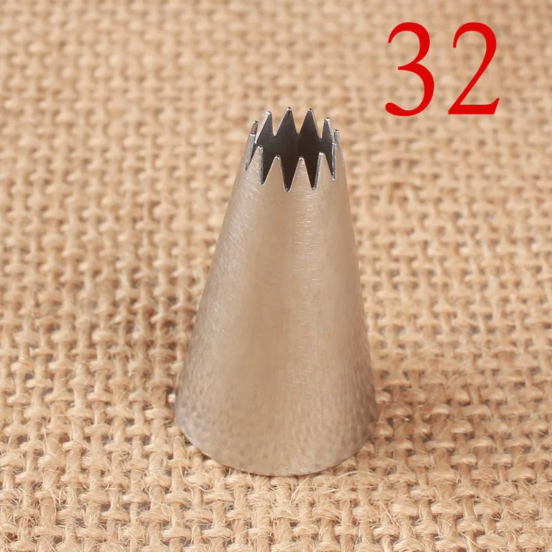 

32# Open Star 12-Tooth Cream Decorating Mouth 304 Stainless Steel Baking DIY Tool Small Number piping tips cooking