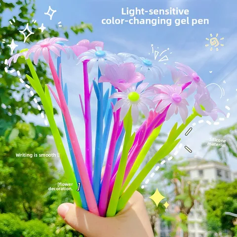 Черная гелевая ручка-качалка с подсолнухом