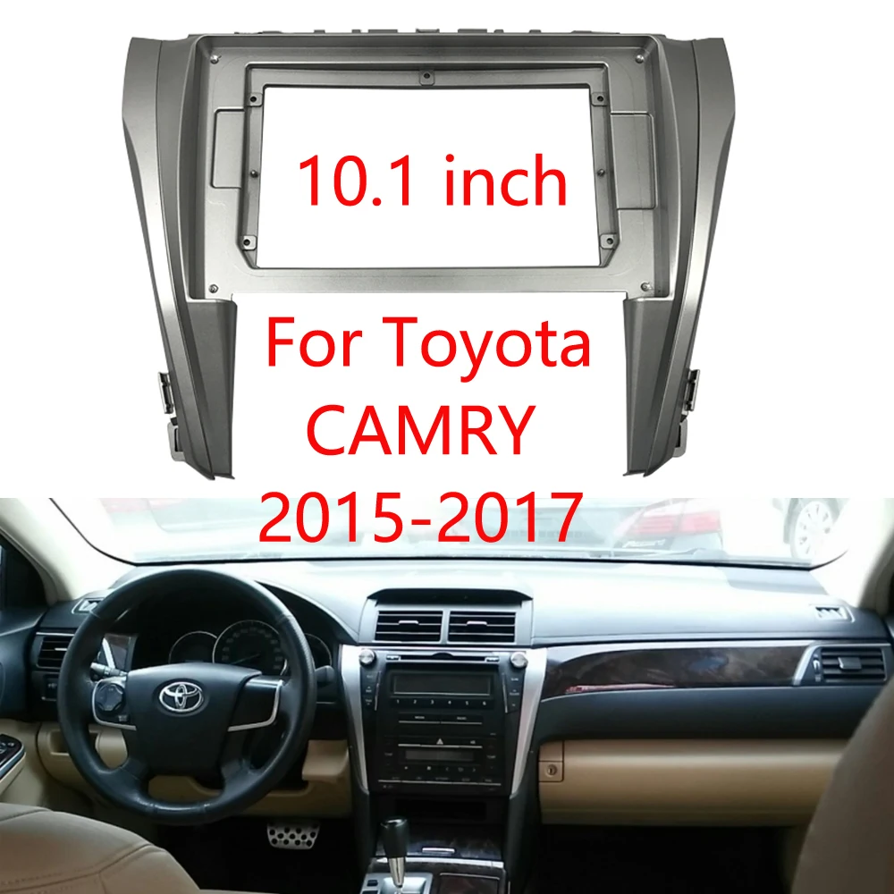 

BYNCG Car CD/DVD Player Stereo 2Din Fascia Frame for Toyota Camry 2015-2017 10.1" Big Screen Audio Face Dash Mount Trim Kit