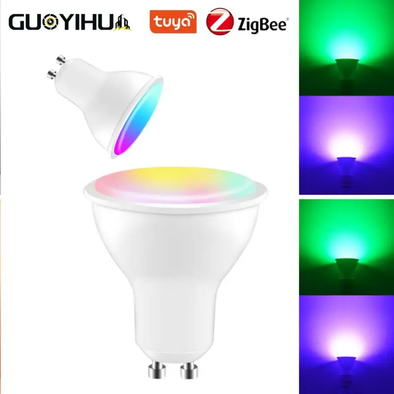 

Умная Светодиодная лампа Tuya Zigbee GU10, точесветильник светильник с регулируемой яркостью, RGB + CW, для умного дома, с поддержкой Alexa Google Home Яндекс ...