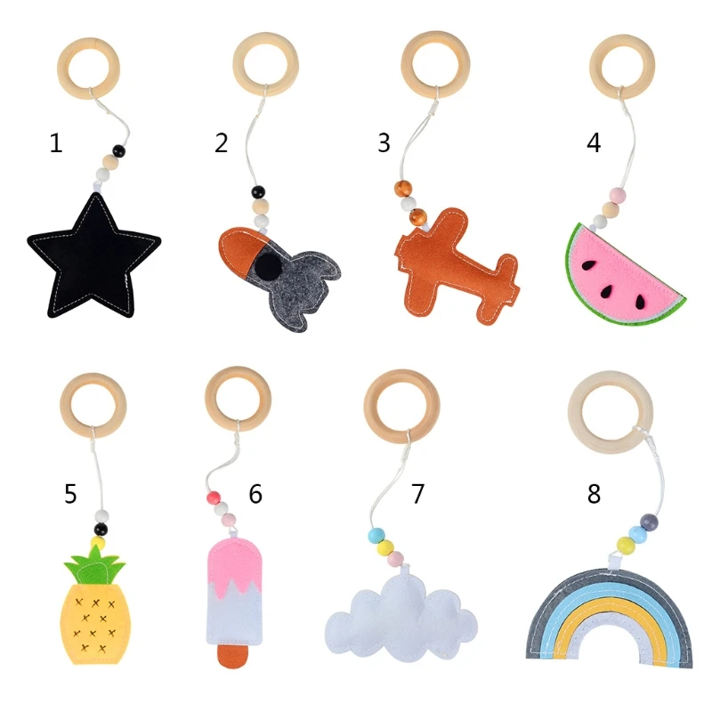 

Baby Play Gym Frame Pendant Stroller Hanging Ornaments Wood Fitness Rack Decor
