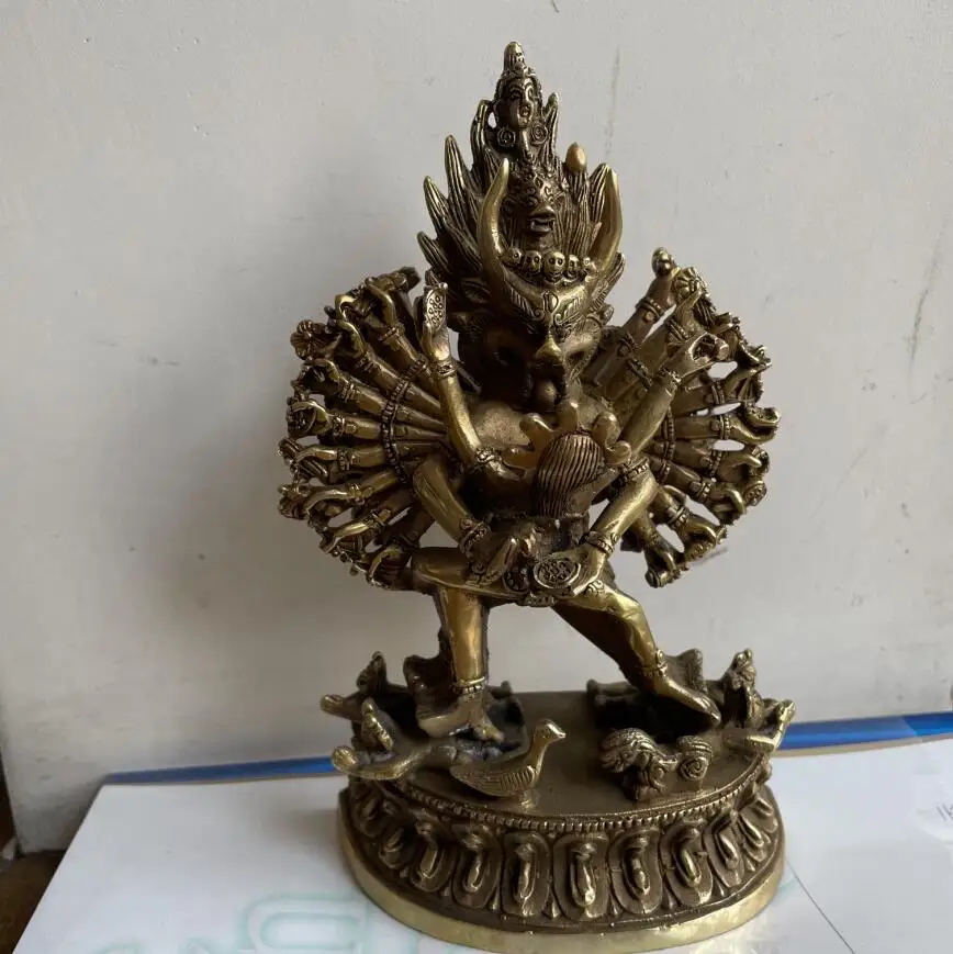

YM 308 Collectible Decorated Old Handwork Tibet Silver Carved Yamantaka Buddha Statue