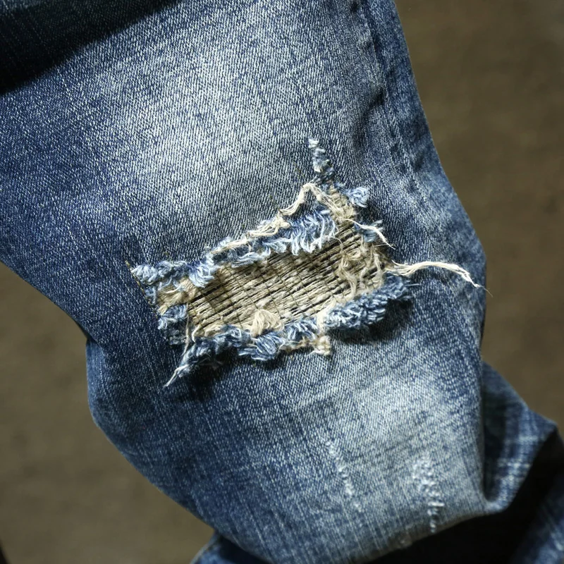 Men's Jeans Retro Slim Fit Denim Pants Bicycle Stretch High Quality Men's Straight Tube Casual Designer Brand Street Apparel