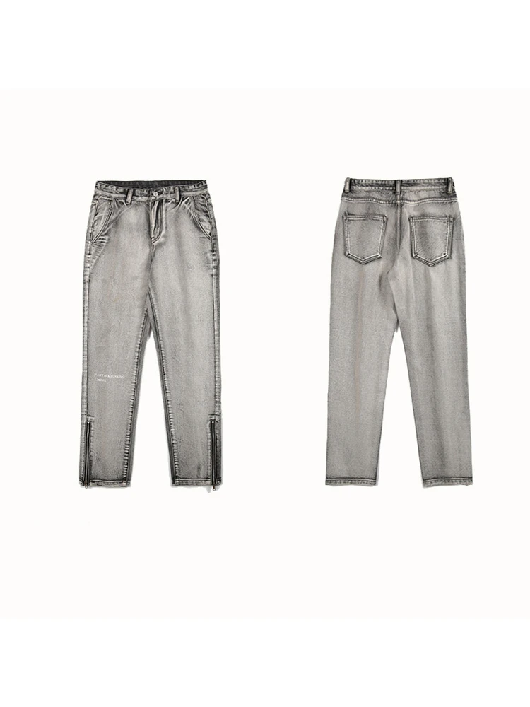 European and American Men's Four Seasons American High Street Zipper Trousers Jeans Ins Retro Trousers Streetwear Ins Hot Sale