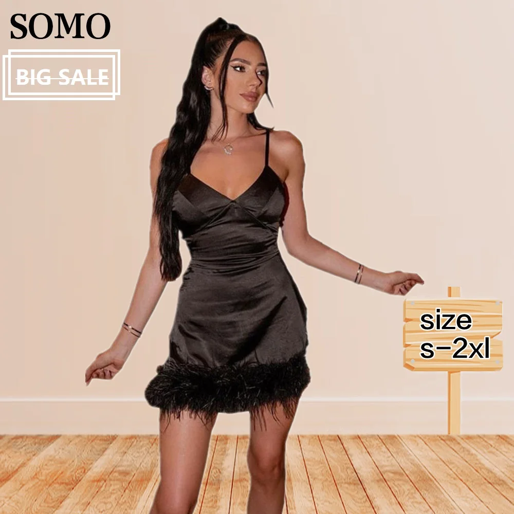 

Женское мини-платье на бретелях-спагетти, с лямкой на шее