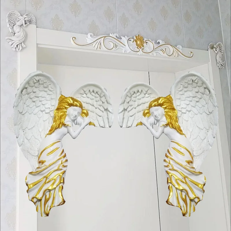 1 pair of self-adhesive angel door frame ornaments decoration wedding background wall TV ornaments switch stickers decoration