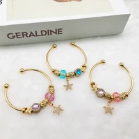 fashion women bangles kc gold white k jewelry personalized star unicorn charms bracelet for girls women birthday christmas gift