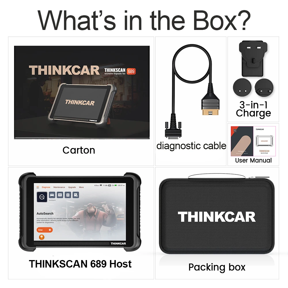 

THINKCAR THINKSCAN 689 OBD2 Сканер пожизненное бесплатное обновление Полная диагностика системы CANFD/DOIP Двунаправленное кодирование ЭБУ 34 Сброс