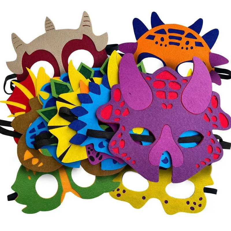 

Детские разноцветные маски динозавров для маскарада, маска динозавра с эластичной повязкой на голову, 24 предмета, фетровый динозавр