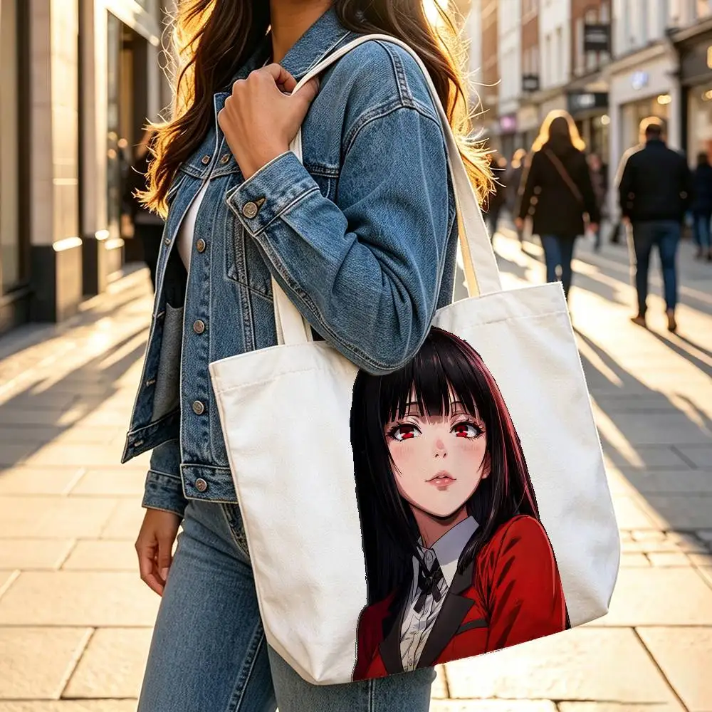 Фото Сумка с принтом Anime Y-Yumeko Jabami K-Kakegurui, экологичная сумка-шоппер из хлопка и джута, многоразовая складная сумка, многоразовая тканевая сумка №3