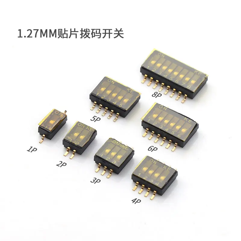 

10pcs x SMD SMT Slide Type Switch 1P 2P 3P 4P 5P 6P 8P 10P 1.27mm Position Way DIP Black Pitch Toggle Switch Black Snap Switch