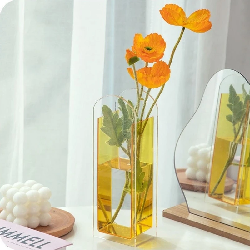 

Acrylic Flower Vase Colorful Art FIower Arrangement Hydroponic Floral Vases Container Plants Bottle Desktop Wedding Decor