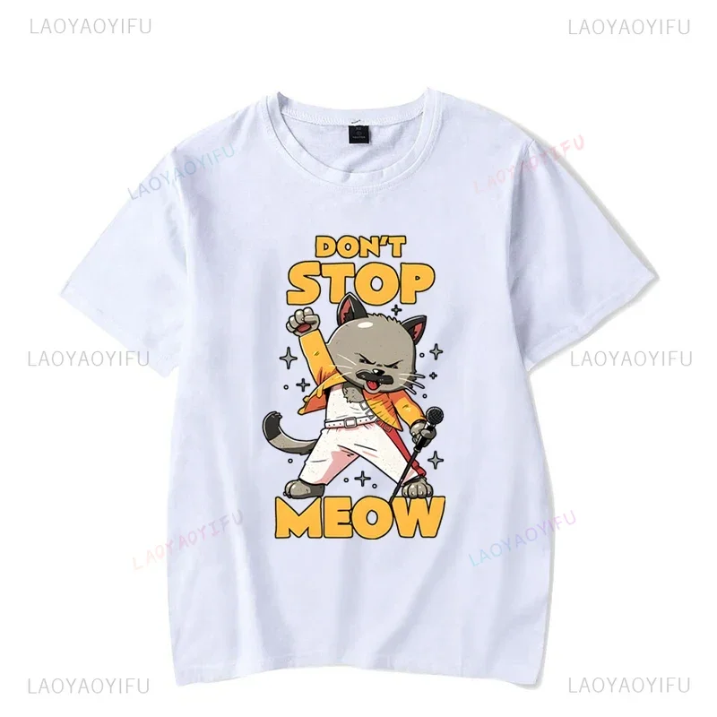 Забавная футболка с рисунком надписью Don't STOP MEOW женская рубашка принтом Поющая