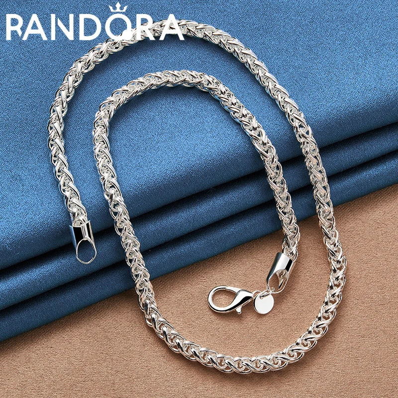 

RAIVDQRA 925 Silver Color 45cm 8mm Geometry Chain Necklace For Man Women Fashion Jewelry Charm Accessories