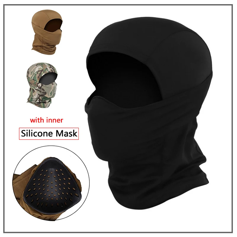 

Tactical Mask Outdoor Balaclava Head Mask Silicone Half Mask Windproof Helmet Airsoft Hunting CS Game Sunscreen Hat