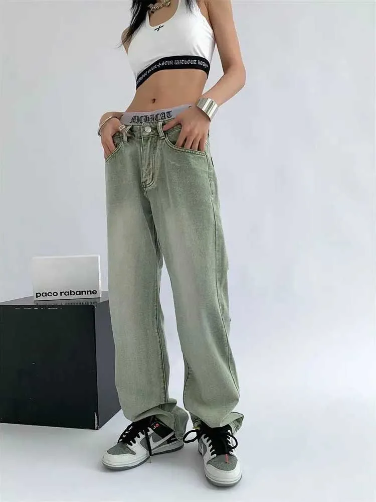 Women's Baggy Jeans Fashion Design Streetwear High Waist Cargo Pants for Women Autumn Vintage Cyber Y2K Clothes Female Clothing