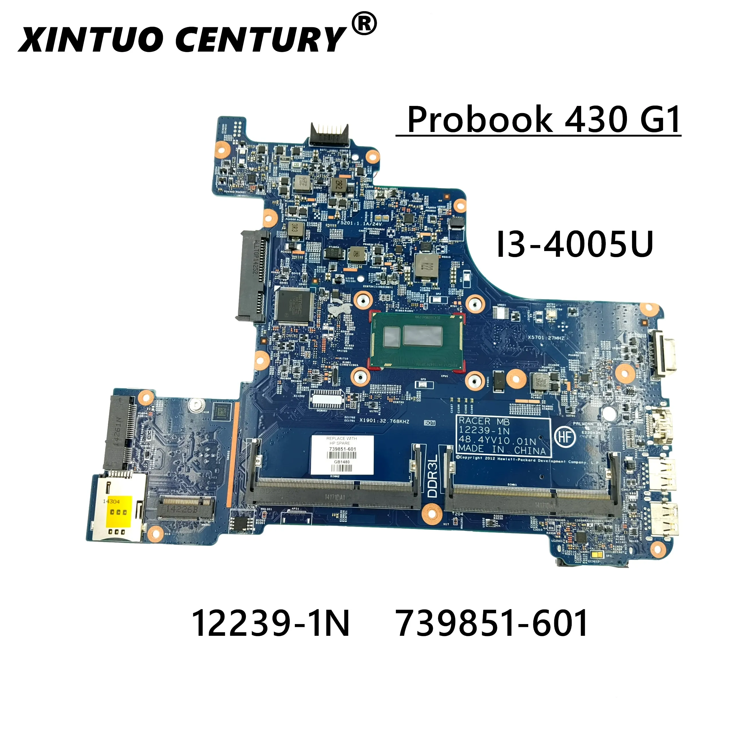 

739851-601 for HP Probook 430 G1 Laptop motherboard 12239-1N 48.4YV10.01N i3-4005u 739851-501 739851-001 100% tested