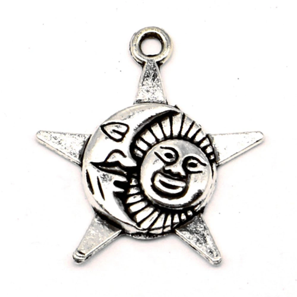 

70pcs Wholesale Jewelry Lots Sun Star Moon Charms Pendant Supplies For Jewelry Materials 25x28mm