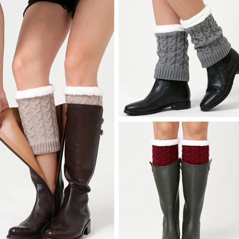 

Зимние женские носки, вязаные утепленные гольфы, новые теплые носки для ног, шерстяные теплые сапоги, пара витых носков для женщин