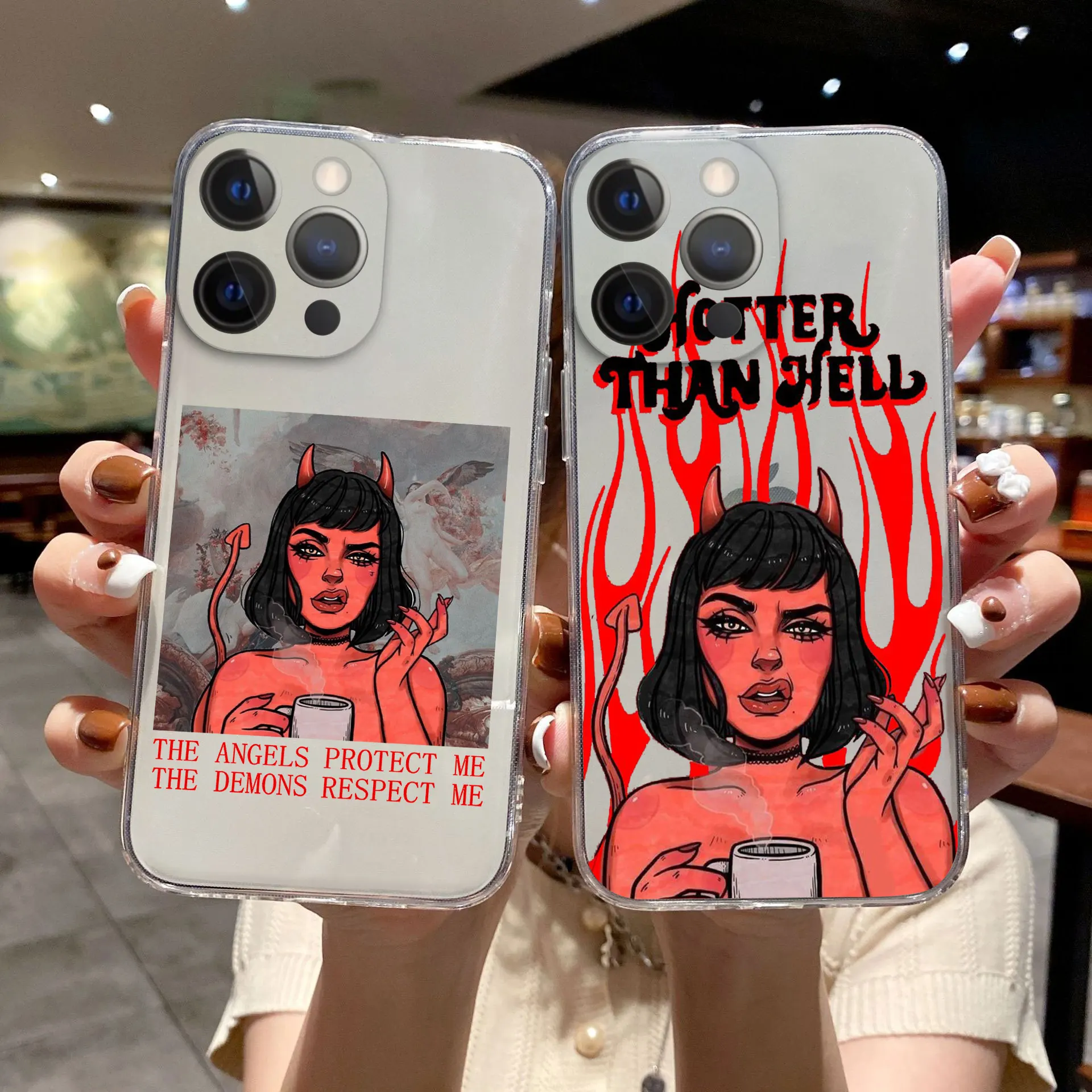 

Cute Sexy Girl Devil Phone Case For iPhone 11 12 13 Pro Max X XR XS MAX X 6s 8 7 Plus 12 13 Mini Clear Soft Bumper Back Cover