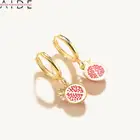 Женские серьги-кольца из серебра 925 пробы с эмалью