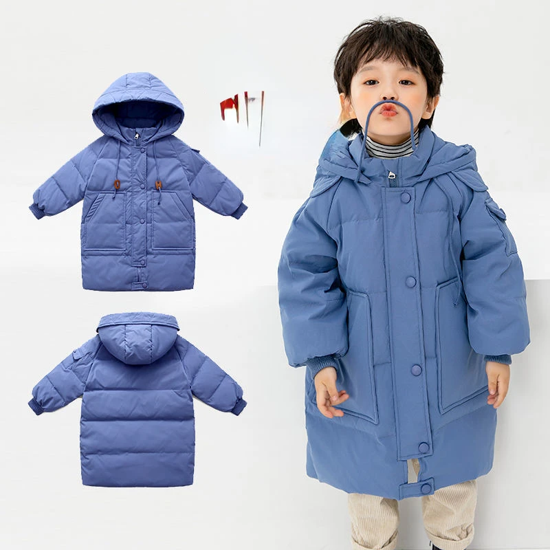 

Детское пуховое пальто, зимняя парка с хлопковой подкладкой для подростков и мальчиков и девочек, утепленные Длинные куртки, верхняя одежда...