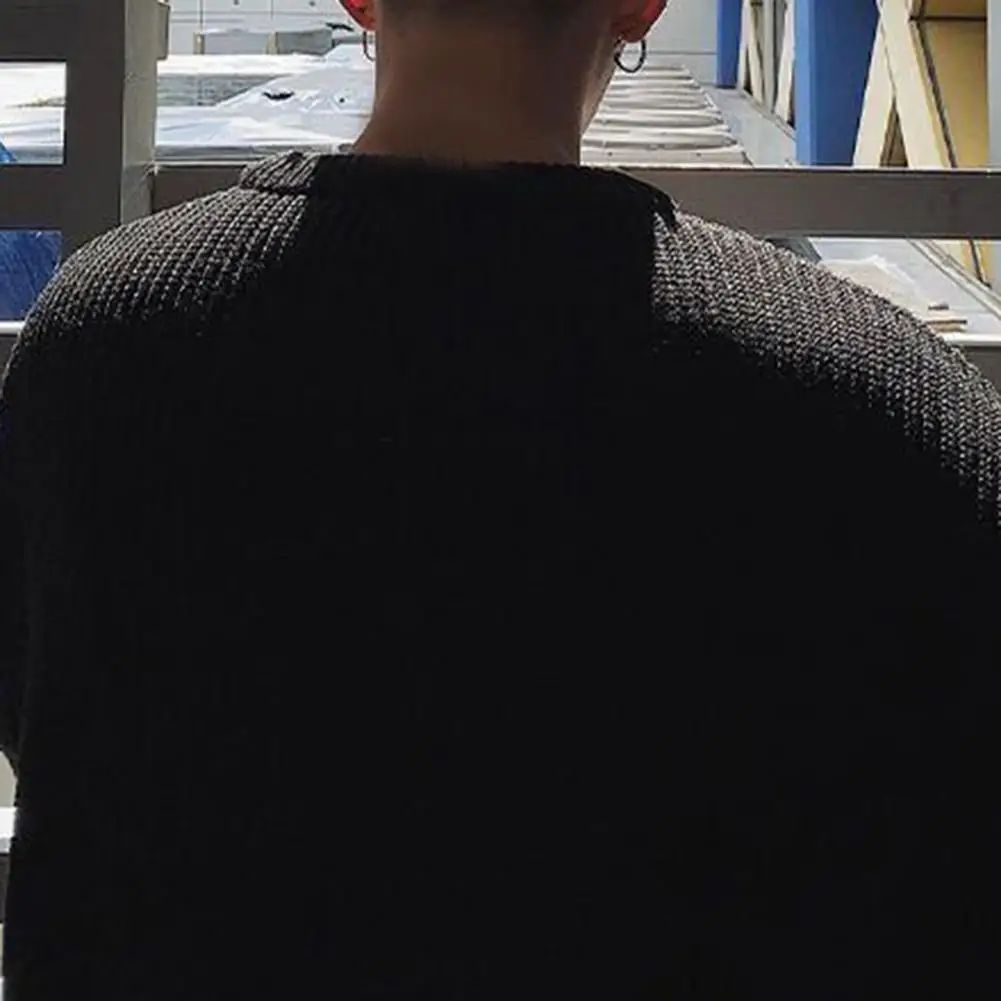 

Solid Color Sweater Stylish Korean Men's Knit Sweater Loose Fit Solid Color O-neck for Autumn Winter Streetwear Fashion Solid