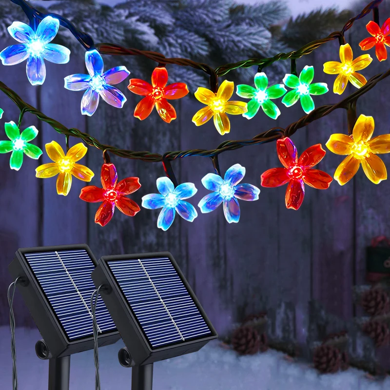 Outdoor LED Flower Solar String Lights Garden Tree Decor Cherry Blossom String Lights Outdoor Waterproof Fairy Light