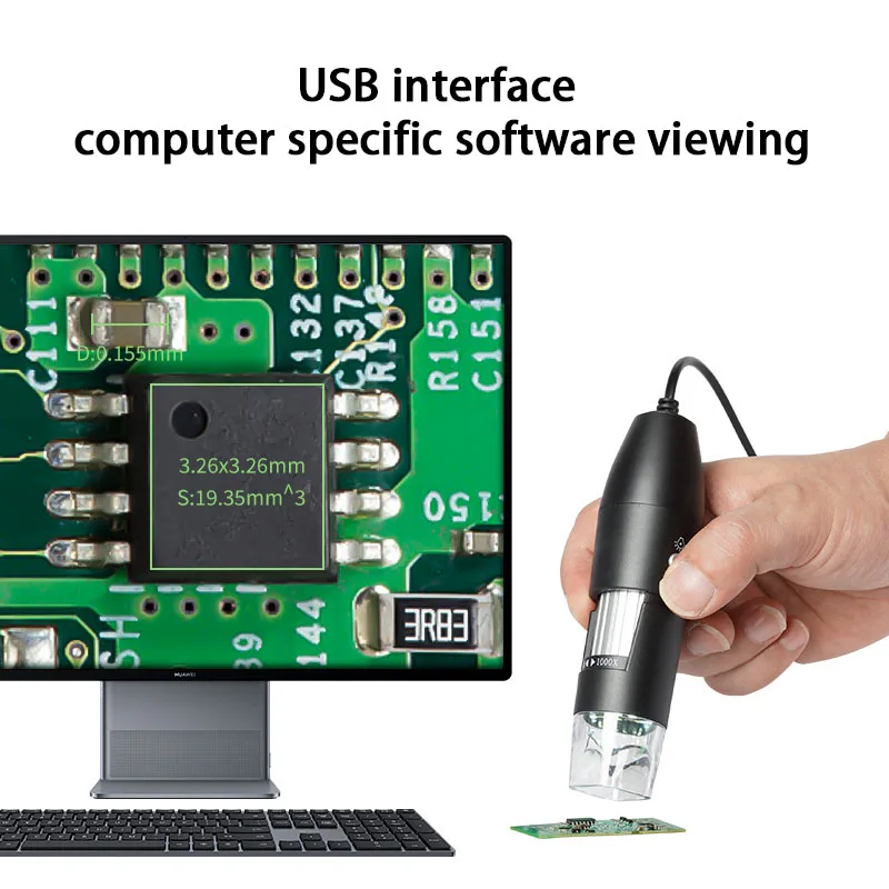 Фото Цифровой USB-микроскоп, настоящая эндоскопическая камера со светодиодной увеличением 50X-1000X, 8 светодиодами, футляром для переноски и металлической подставкой, совместимая с Android №3
