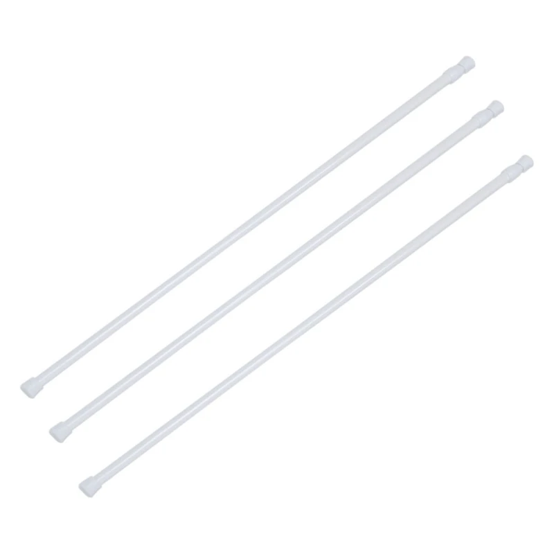 

3X Spring Loaded Extendable Telescopic Net Voile Tension Curtain Rail Pole Rod Rods White 70-120Cm