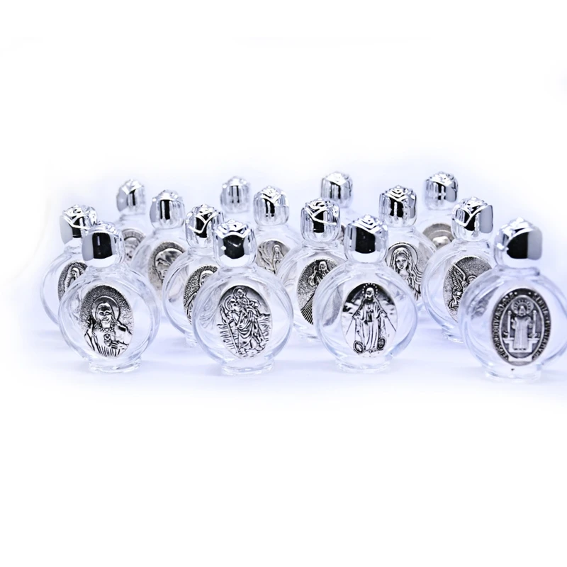 Description Picture 6 of item2024 Empty Holy Water Bottle with Lid Clear Glass Organizer Praying Supplies for Home Church Christian Baptism Religious Gift