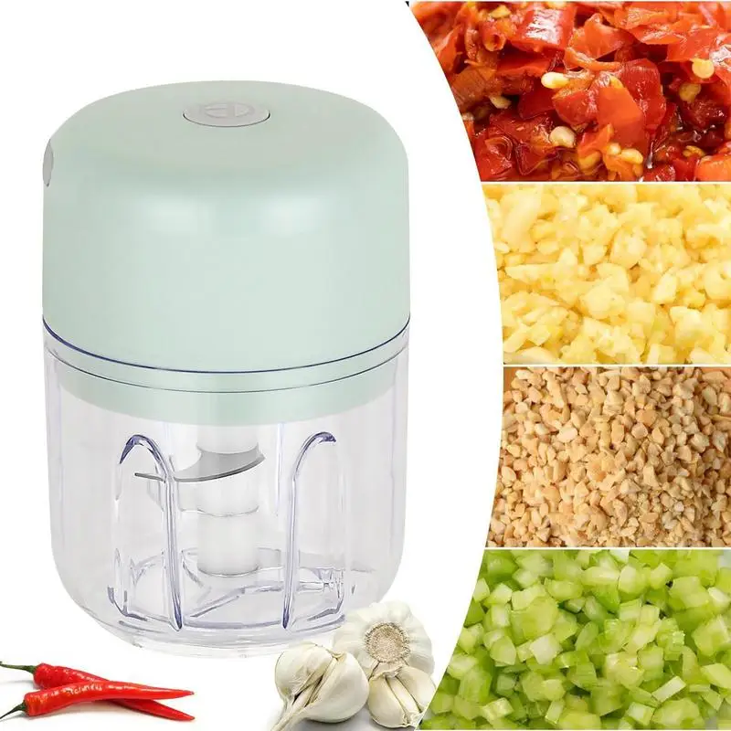 Mały elektryczny rozdrabniacz do czosnku Elektryczny robot kuchenny Bezprzewodowy mały przenośny Rozdrabniacz ze stali nierdzewnej 304 z USB