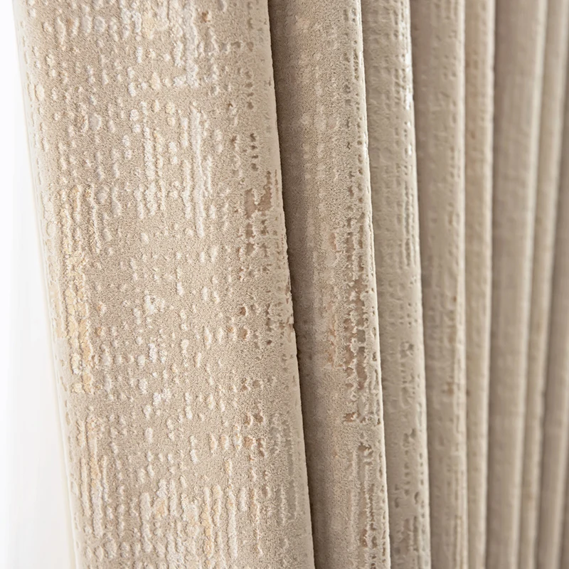 

Curtains for Living Dining Room Bedroom Simple Modern Beige Bronzing Flannel Thickened High Shading Velvet Luxury Solid Color