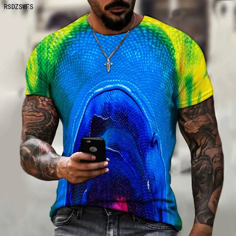 

2022 Summer New Trend 3D Printed T-shirt Men's Casual O-neck Oversized Short-sleeved Street Hip-hop Cool Style Top