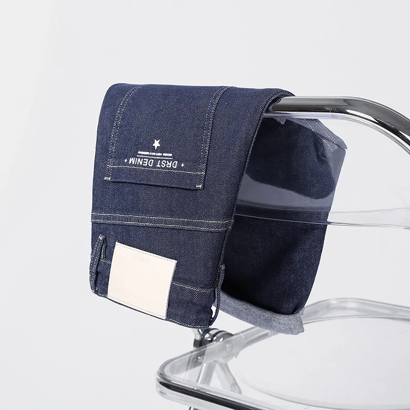 Men's Denim Pants Fashion Loose Wide Leg Jeans Casual Streetwear Printed Cross Trousers Pure Cotton Pants Baggy Men Jeans