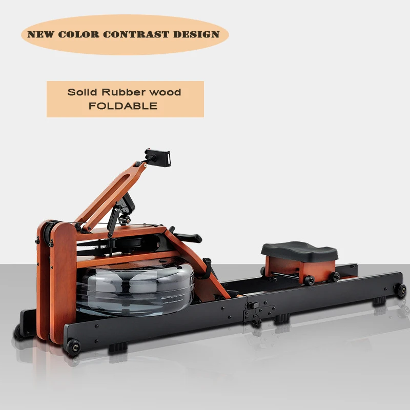 

New Listing Foldable Rowing Machine Rubber Wood Water Rower Fitness Rowing Simulator